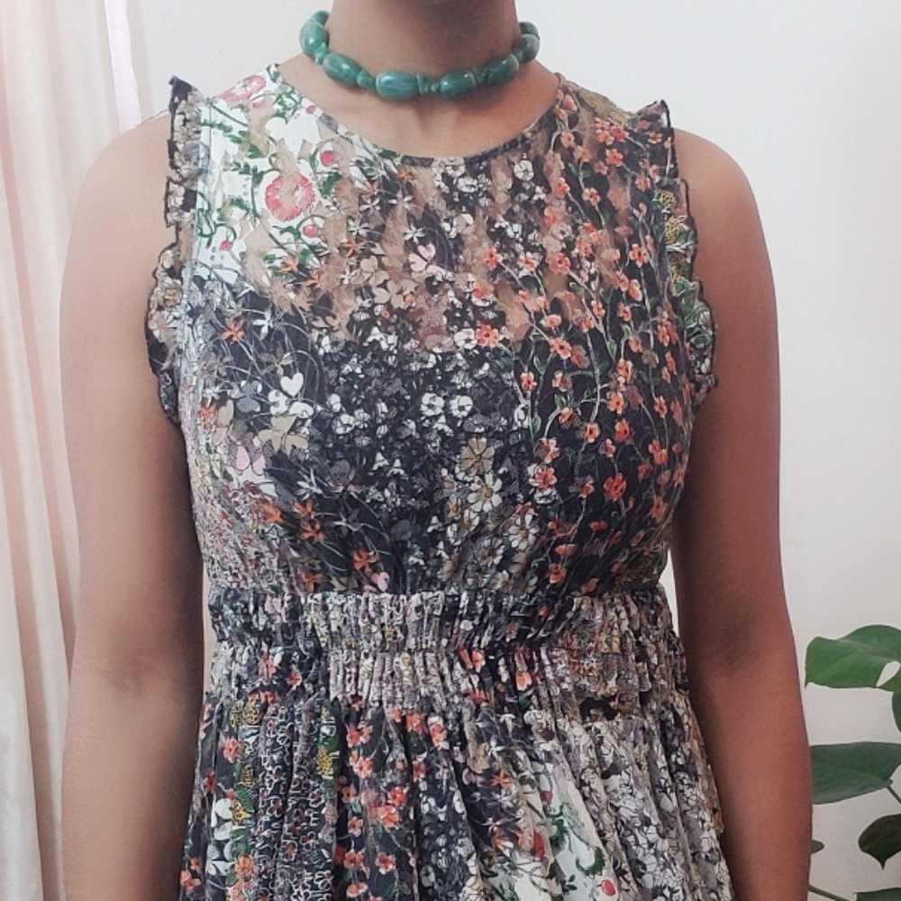 ZARA Printed Lace Empire waist dress - Picture 3 of 6